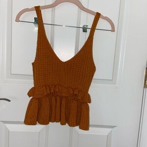Orange Peplum Knit Tank